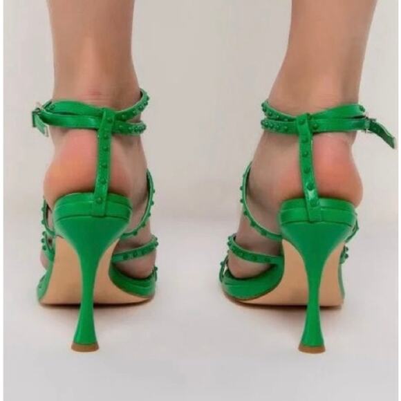 Azalea Wang Green Stiletto Love At First Sight Heels Sandals Size 10 Lace-Up - Picture 6 of 14